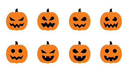 set of pumpkins vector on tranparent background