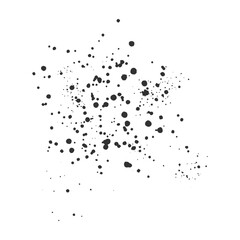 Abstract splatter of black dots on white background