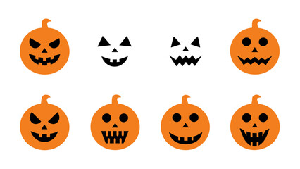 set of pumpkins vector on tranparent background