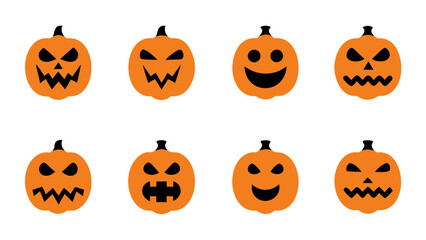set of pumpkins vector on tranparent background