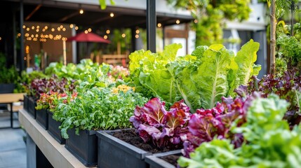 Fototapeta premium Vibrant Organic Vegetable Garden with Lush Green Leafy Plants