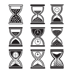 Set of hourglass icons,Time Symbol design. Collection different of sandglass. Clock Sign,sand glyph icons collection Vector illustration