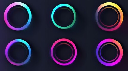 Set of vibrant, colorful, layered circles