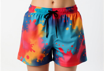 Men's beach shorts in bright colors summer trend.generative ai