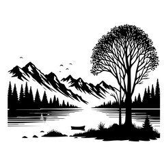 Majestic Mountain Lake Landscape: Serenity in Nature
