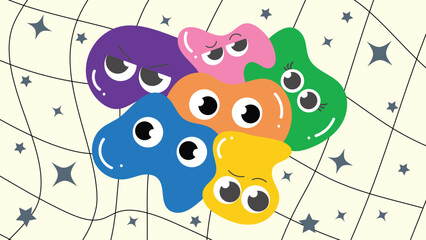 Fototapeta na wymiar Kids and children background vector. Fun Childish hand drawn doodle design. Playful cartoon design for packaging design, wallpaper and print.