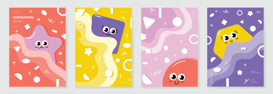 Kids and children cover design vector. Fun Childish hand drawn doodle design background. Playful poster  design for packaging, wallpaper and print.