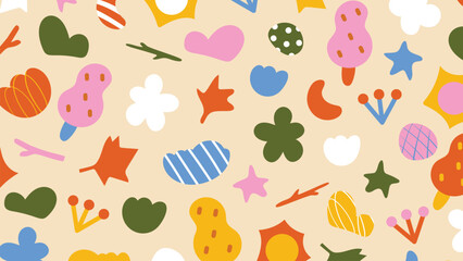 Kids and children background vector. Fun Childish hand drawn doodle design. Playful cartoon design for packaging design, wallpaper and print.