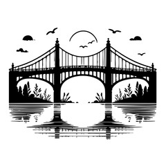 Serene Bridge Silhouette: A Minimalist Landscape