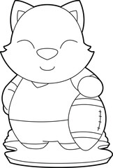 Cat American Football Animal Vector Graphic Art Illustration