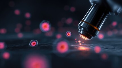 Fototapeta premium Microscopic View of Cells and Scientific Research under Microscope