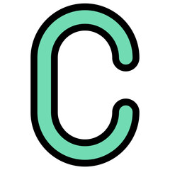 Letter C Isolated Vector Icon, Lineal Color Style Vector Icon.