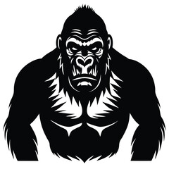 set of  gorilla silhouette - vector illustration, King of the Jungle: Vector Gorilla Silhouette - Portraying the Majesty and Strength of the Mighty Gorilla in Bold Form. Gorilla Vector, gorilla vector