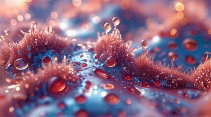 Abstract macro photography of water droplets on a textured surface art design