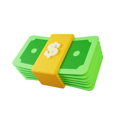 Green Dollar Money Stack Render Wealth Savings Cash Illustration Finance Earnings Investment