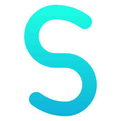 Letter S Isolated Vector Icon, Silhouette Gradient Style Vector Icon.