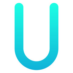 Letter U Isolated Vector Icon, Silhouette Gradient Style Vector Icon.