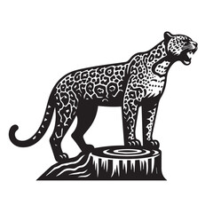 cheetah black Silhouette vector art Illustration with white background, Vintage engraving isolated leopard set panther illustration ink sketch. Africa wild cat cheetah background jaguar animal vector.