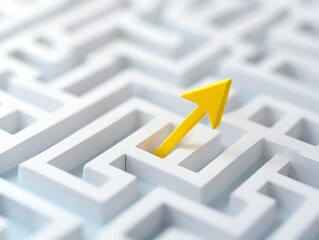 Paper cutout of maze with arrow pathway, overcoming complexity