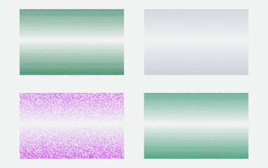 Fototapeta premium Realistic vector multicolour halftones set on geometric background with dotted patterns, dotted textures, and circular dotted effects. Trendy abstract graphic halftone art and creative designs.