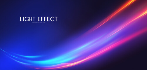 Abstract motion light effect. Energy power design. Blue and gold, red light