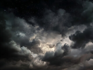 Obraz premium Black dramatic cloudscape in elegant night sky view