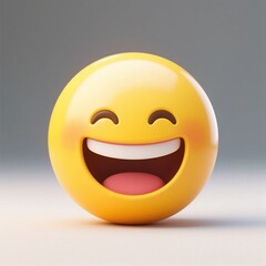 Fototapeta premium Laughing emoji with wide joyful smile, perfect for expressing happiness in various designs, such as social media posts or greeting cards.