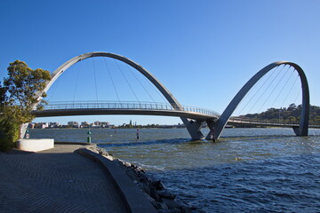 Modern footbridge at Elizabeth Quay in Perth, Western Australia, Australia
