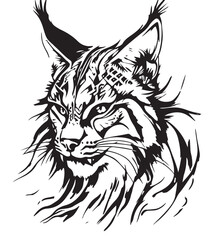 Aggressive_Lynx_Tribal_tattoo_design
