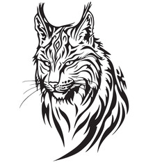 Aggressive_Lynx_Tribal_tattoo_design
