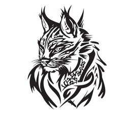 Fototapeta premium Aggressive_Lynx_Tribal_tattoo_design