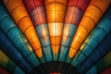 Fototapeta premium Colorful hot air balloon fabric pattern from below.