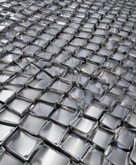 Naklejka premium Reflective silver steel, geometric grid pattern , pattern background, silver background
