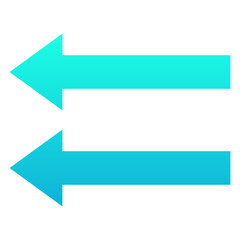 Obraz premium Left Arrows, Double Arrows Vector Icon, Silhouette Gradient Style Isolated Vector Icon. 