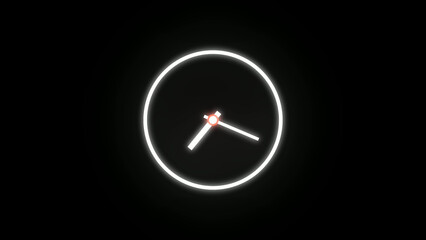 Minimal Neon Clock on Black Background