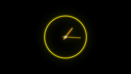 A glowing neon analog clock illustration background.