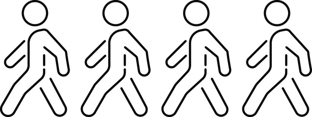 Set of Walking people icon. Walking animation. Posture stickman. People icons set.a group of people walking in a line. Flat style vector illustration.
