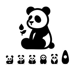 Adorable Panda Icon: Black and White Panda Logo Design