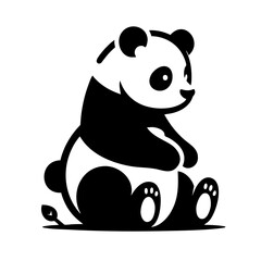 Adorable Panda Illustration: Cute Black and White Panda Sitting