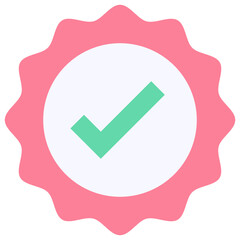 Check Mark Sticker Vector Flat Icon. 