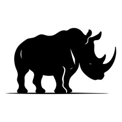 Majestic Rhino Silhouette: African Wildlife in Black and White