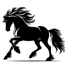 Majestic Black Horse Silhouette: Galloping Free