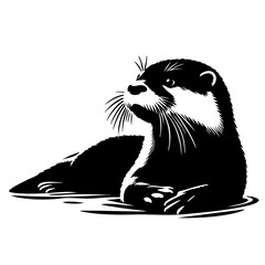Elegant Otter Silhouette: Wildlife Vector Art