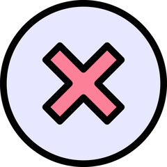 Obraz premium Cross Button Vector Filled Icon.