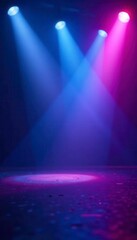Abstract blue pink stage lighting, vibrant wash, bokeh effect, abstract, color