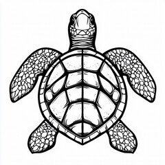 Fototapeta premium Sea Turtle Illustration Shows Detailed Shell and Flippers on White Background