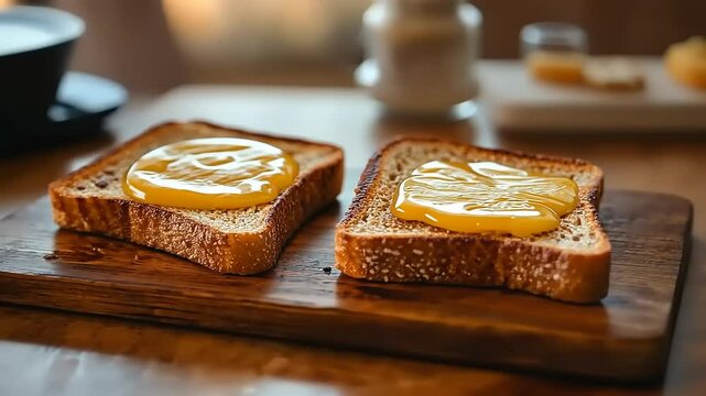 Toasted bread topped with a golden spread