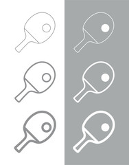 The table tennis (ping pong) racket icon. A symbol of a sport, game, or match. Sports equipment. An attribute of a championship or an athlete.