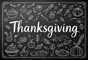 Chalkboard Thanksgiving: A Rustic Harvest Illustration