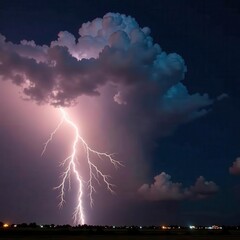 Violent storm clouds, jagged lightning bolts illuminating tempest, dramatic sky, weather phenomenon